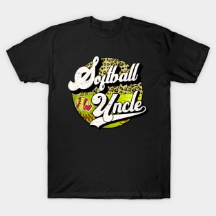 Softball Uncle Vintage Leopard Softball Family Matching T-Shirt